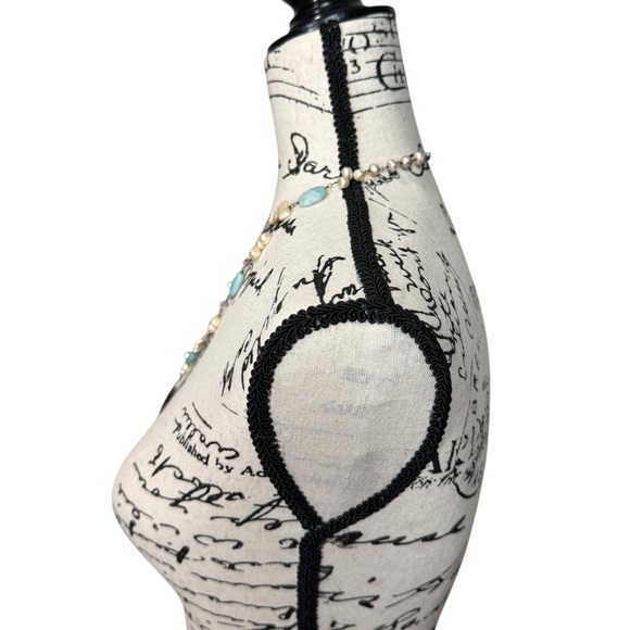 Cross Pendant Necklace | Pearl & Aqua Bead Abalone Chain | Wire Wrapped - Picture 4 of 6